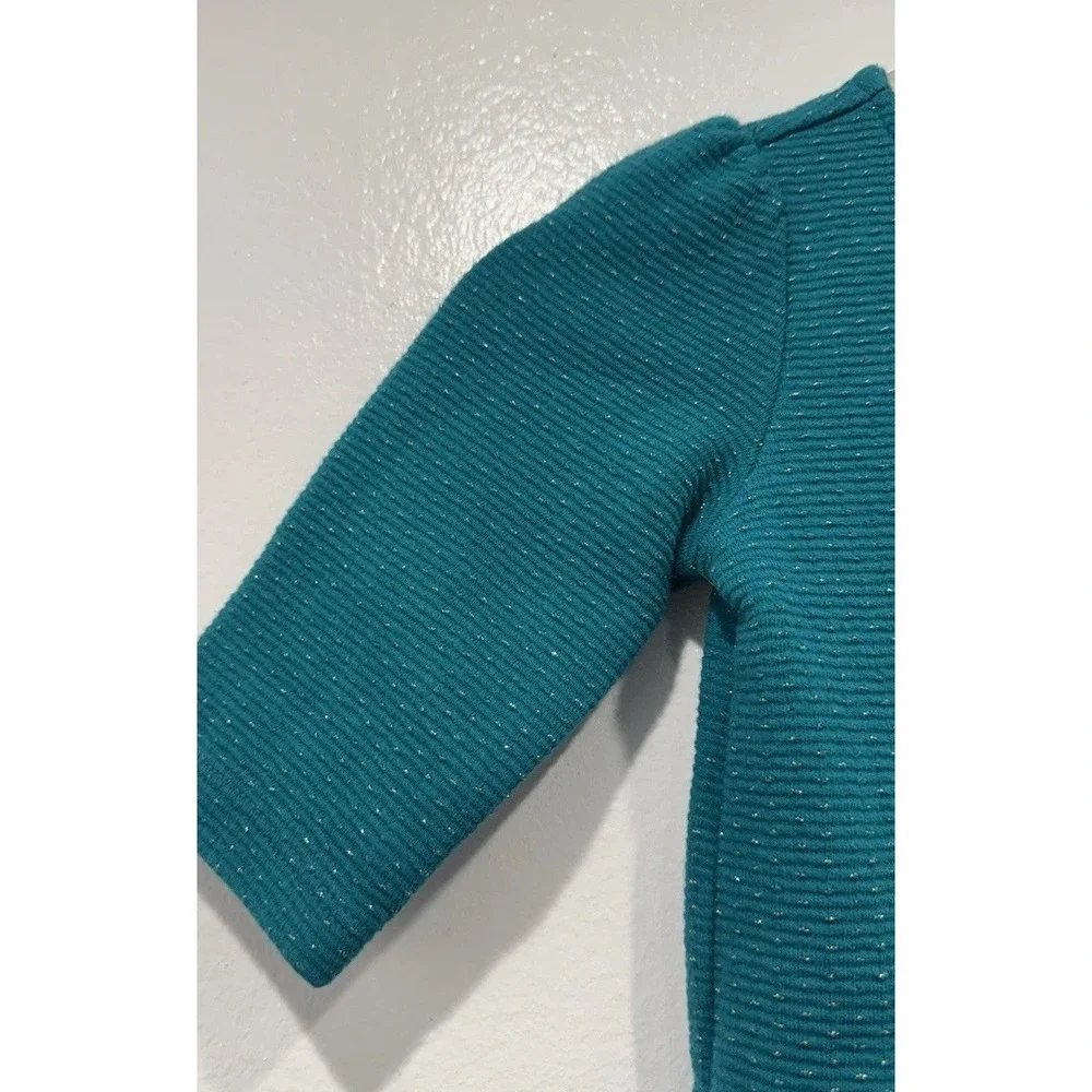 Janie And Jack Shimmer Dot Jacquard Dress Size 3 Teal Green Gold Party Holiday